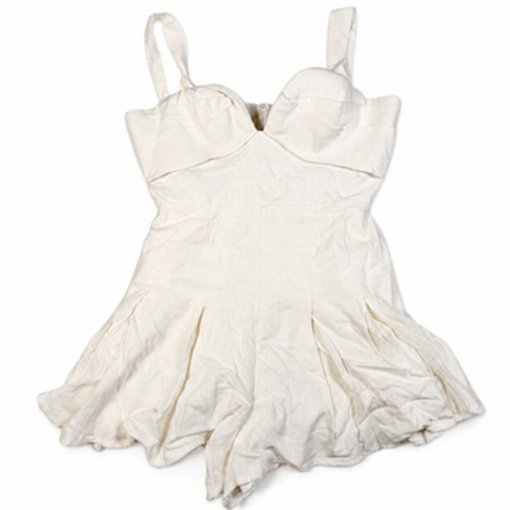LUXXEL Romper Womens M White Sweetheart Pleated Lined Summer Party One Piece